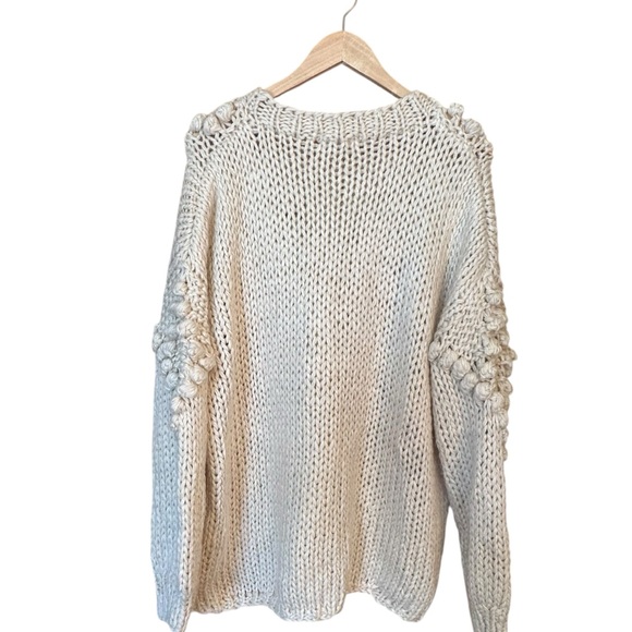 Amaryllis Chunky Bobble Open Knit Sweater Cream Oversized Pullover 2X/3X - Picture 3 of 8